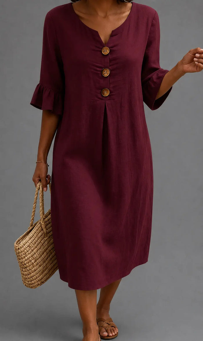Vestido informal de mujer. en color Burdeos