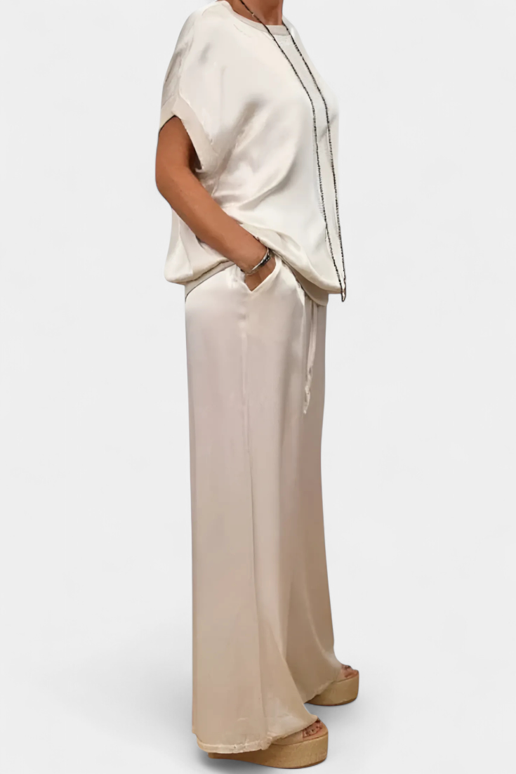 Blasa Conjunto de Primavera de Dos Piezas con Estilo Sofisticado en color Blanco