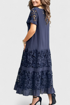 Marquise Vestido Midi Cubridor con Drapeado Favorecedor en color Azul Marino