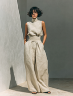 Venancia | Conjunto Minimalista Top y Pantalón Ancho en color Verde Militar