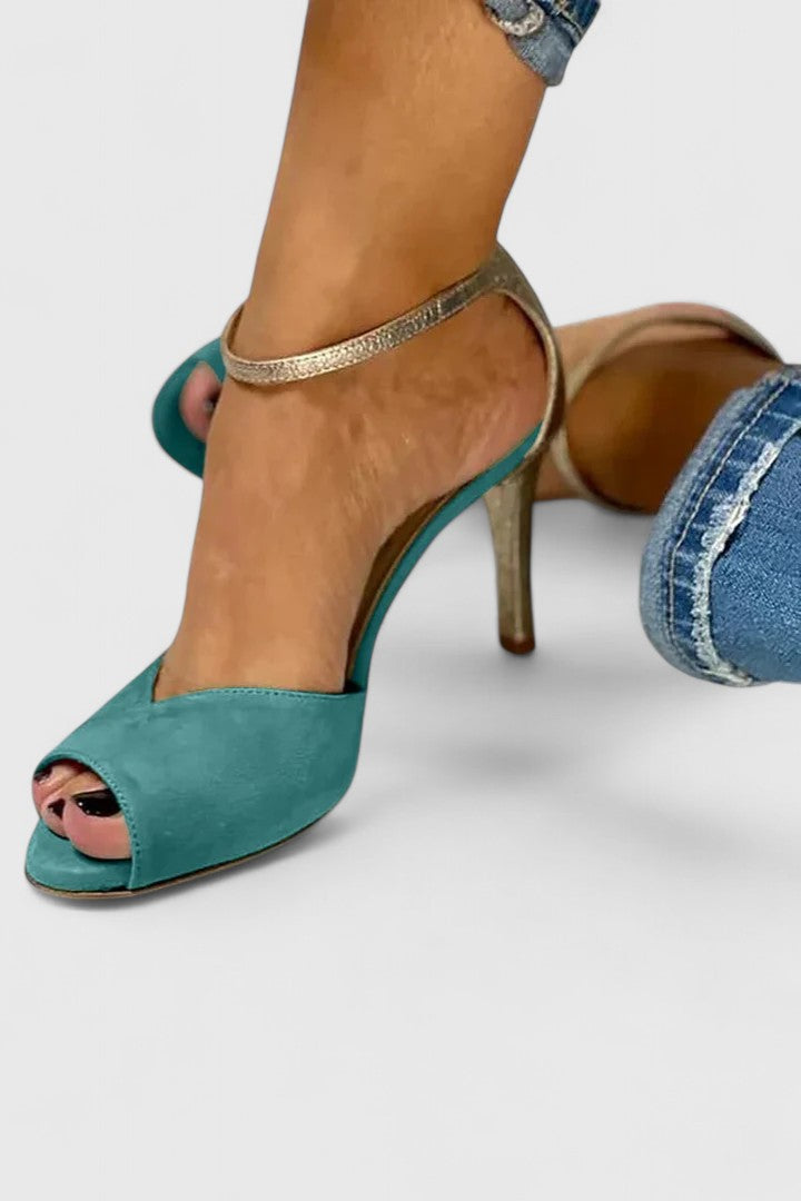 Amparo | Sandalia Elegante de Tacón Fino con Tira en color Verde