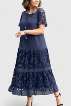 Marquise Vestido Midi Cubridor con Drapeado Favorecedor en color Azul Marino