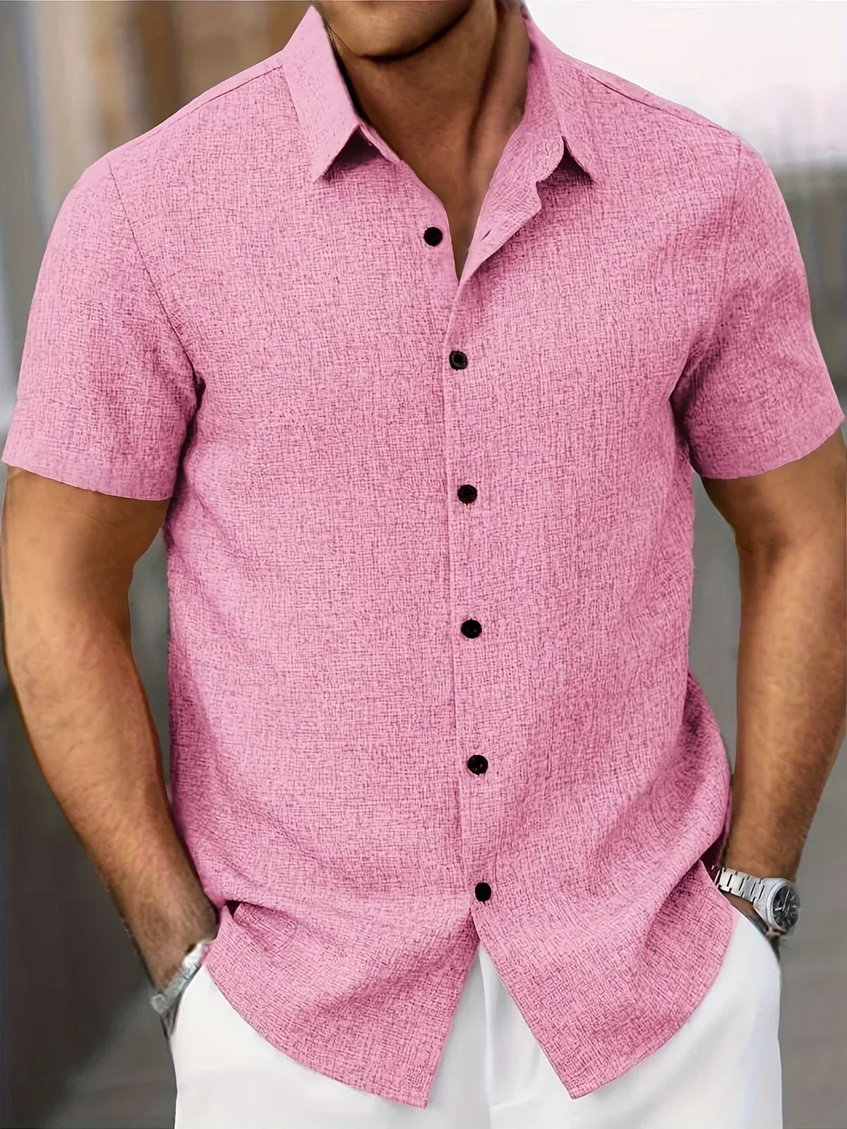 Bartolomé | Camisa ligera de manga corta en mezcla de lino
