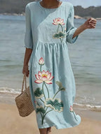 Vestido informal de mujer con estampado floral. en color Azul