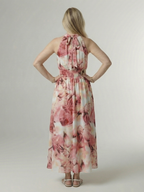Silvana | Vestido Midi Halter con Cintura Fruncida en color Rosa