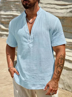 Arnaldo | Camisa elegante de verano con cuello alto