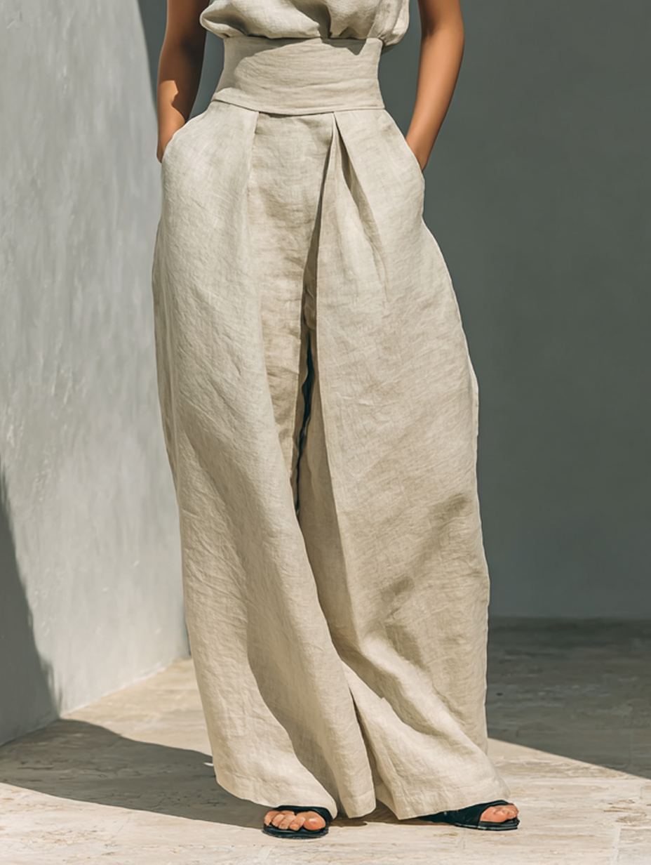 Venancia | Conjunto Minimalista Top y Pantalón Ancho en color Verde Militar