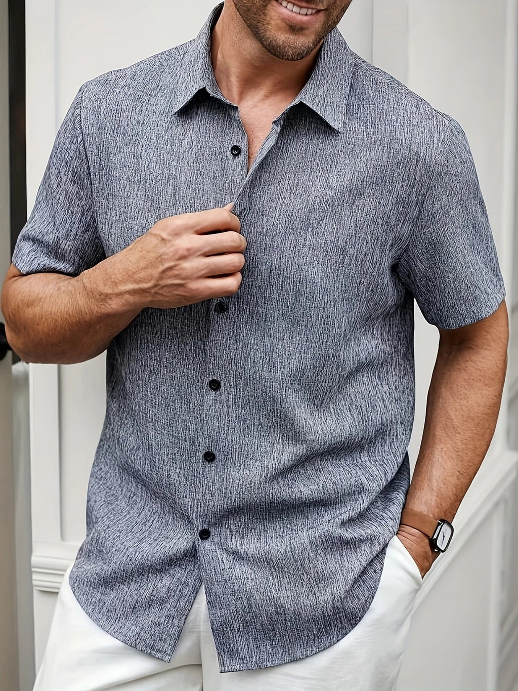 Bartolomé | Camisa ligera de manga corta en mezcla de lino