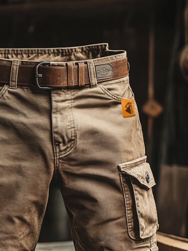 Eusebio | Pantalones cargo cortos retro con múltiples bolsillos