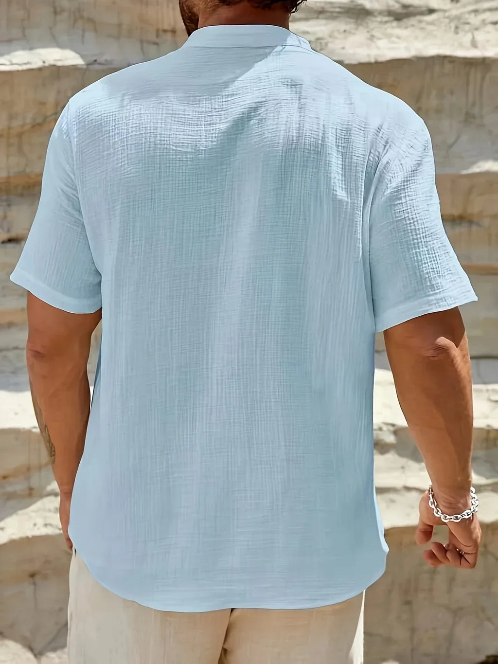 Arnaldo | Camisa elegante de verano con cuello alto