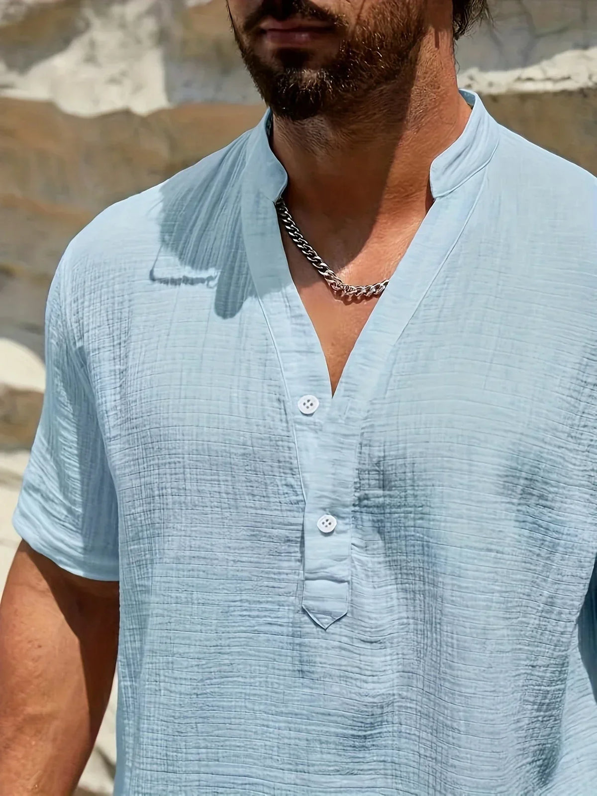 Arnaldo | Camisa elegante de verano con cuello alto