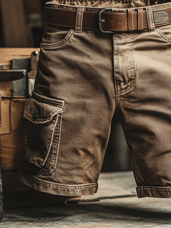 Eusebio | Pantalones cargo cortos retro con múltiples bolsillos