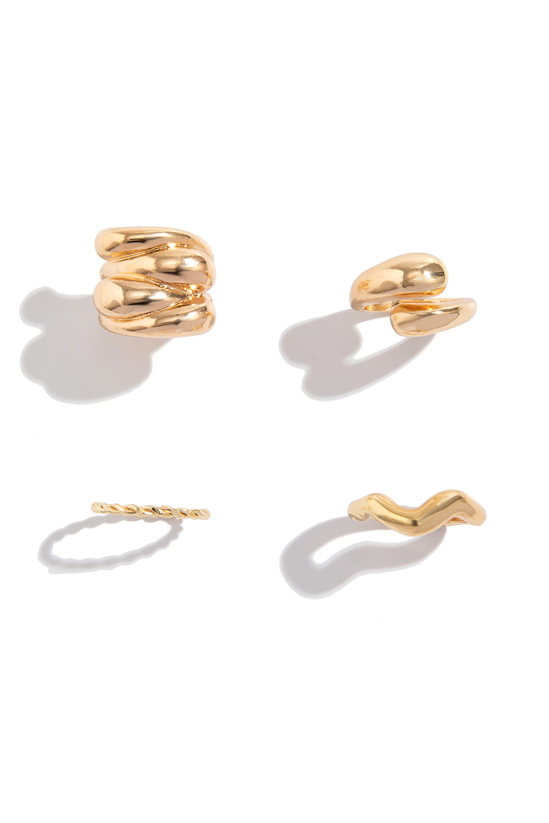 Juego de Anillos de Metal de 4 Piezas en color Plateado