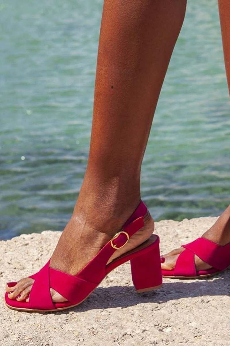 Encarnación | Sandalias de Tacón de Bloque en color Azul Celeste