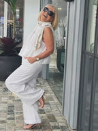 Trinidad | Conjunto Blanco Blusa y Pantalón Ancho