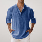 Alberto | Camisa Henley de algodón con efecto lino
