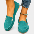 Áurea | Mocasín Plano de Colores en color Verde Esmeralda
