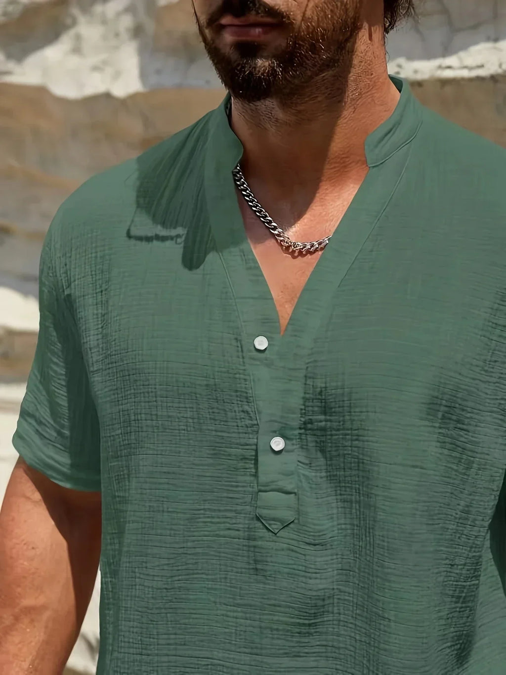Arnaldo | Camisa elegante de verano con cuello alto
