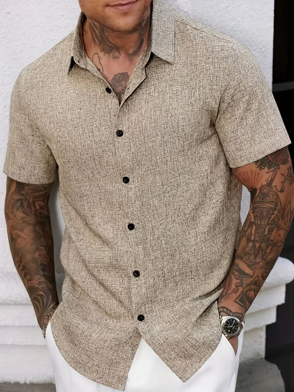 Bartolomé | Camisa ligera de manga corta en mezcla de lino