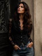 Consuelo | Blazer negro con mangas semitransparentes