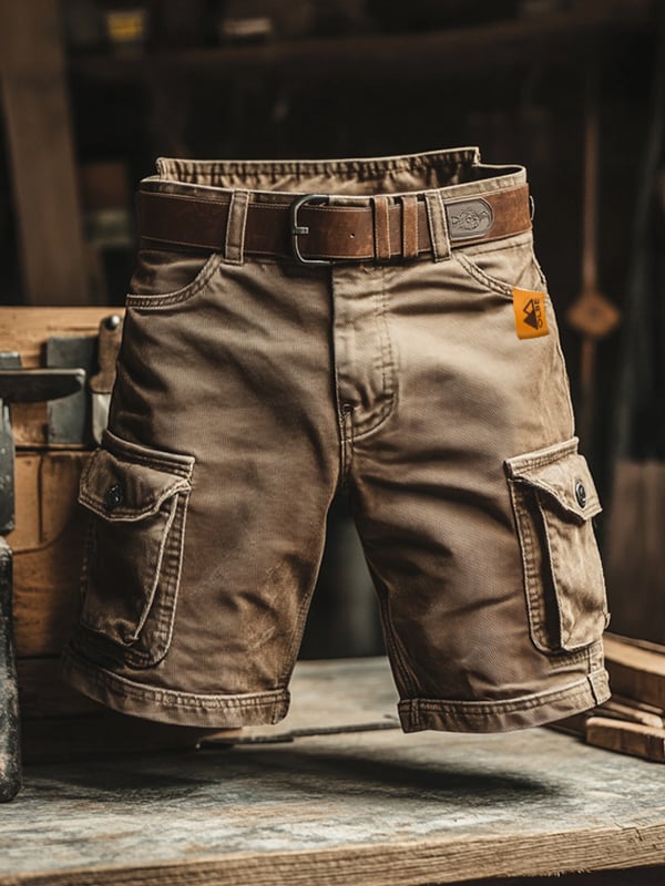 Eusebio | Pantalones cargo cortos retro con múltiples bolsillos