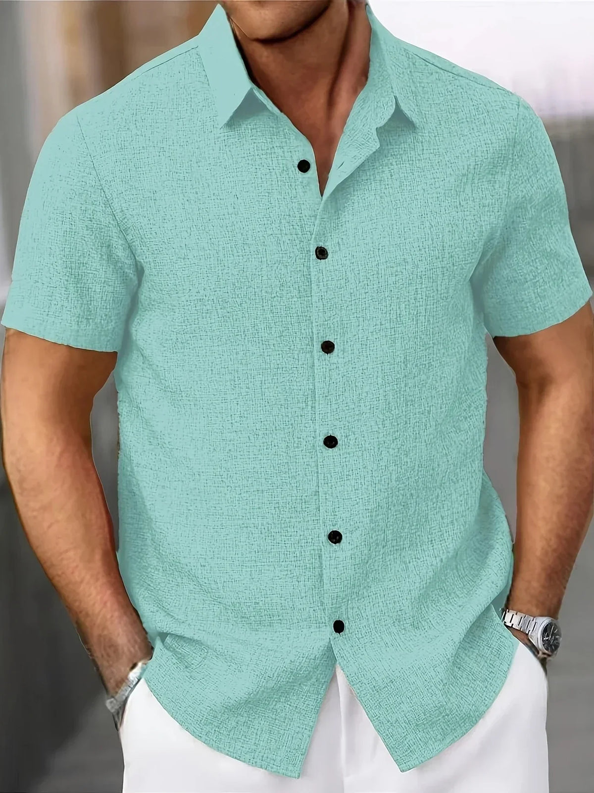 Bartolomé | Camisa ligera de manga corta en mezcla de lino