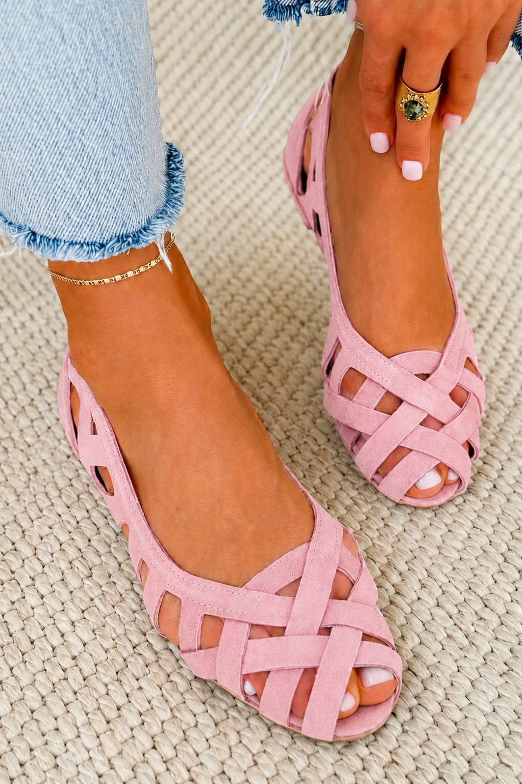 Manuela | Sandalias Planas Trenzadas en color Beige