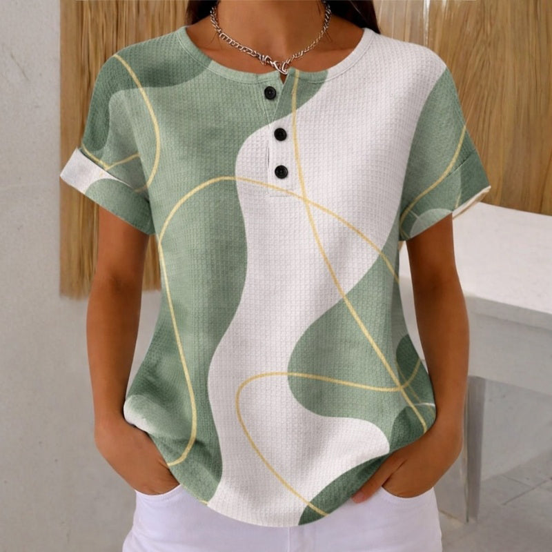 Daniela | Blusa Casual de Bloques de Color en color Verde