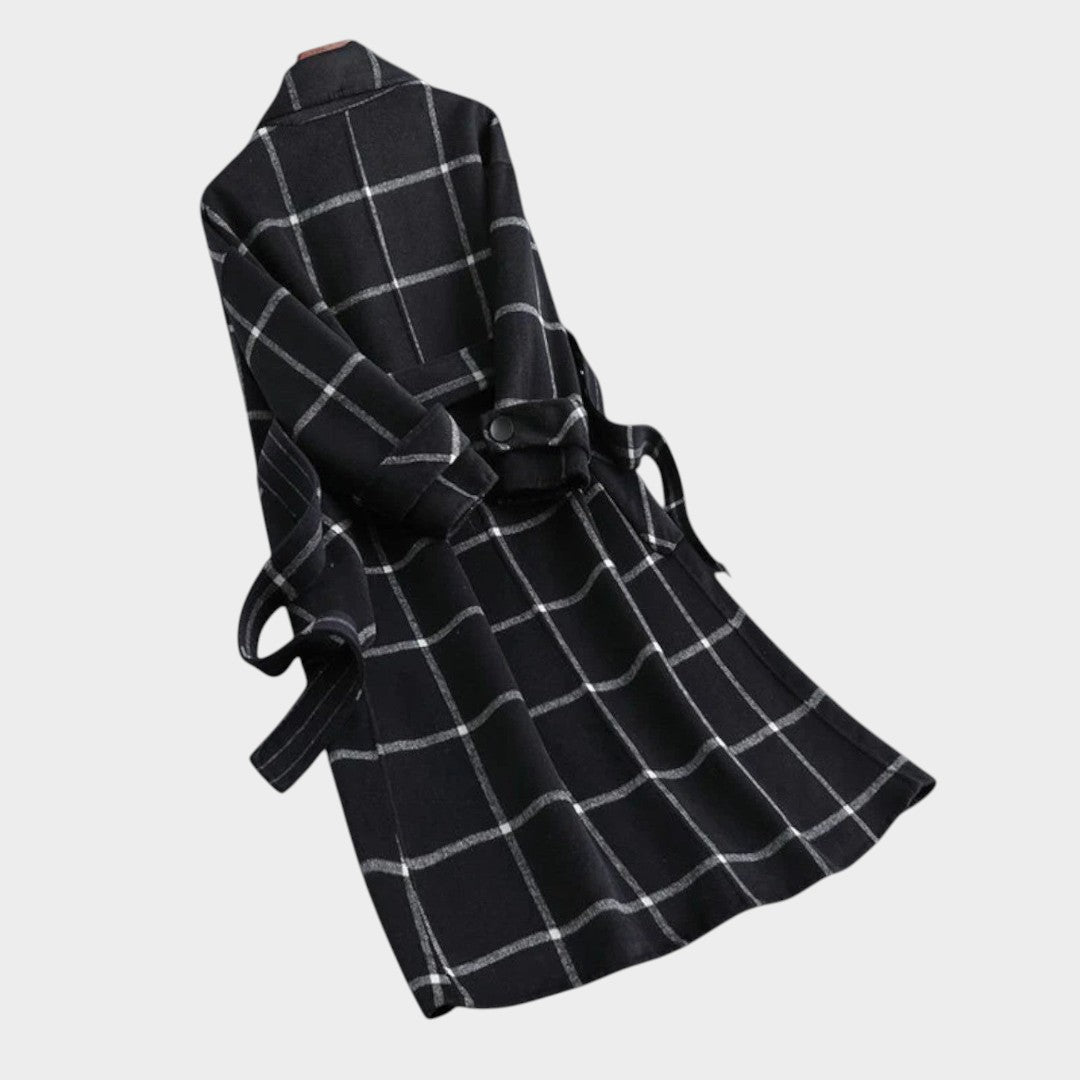 Adriana | Abrigo Clásico de Invierno con Estampado de Cuadros en color Gris