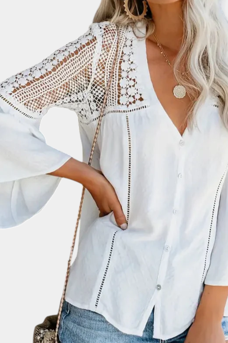 Esperanza | Blusa de Encaje Sunwoven en color Blanco