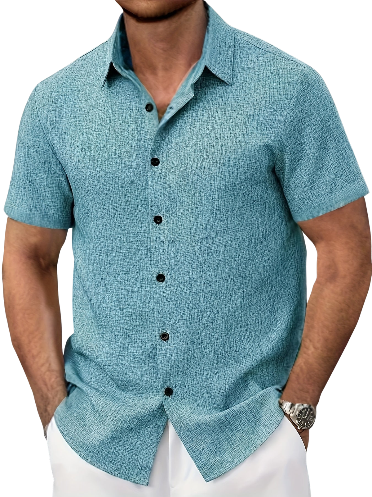 Bartolomé | Camisa ligera de manga corta en mezcla de lino