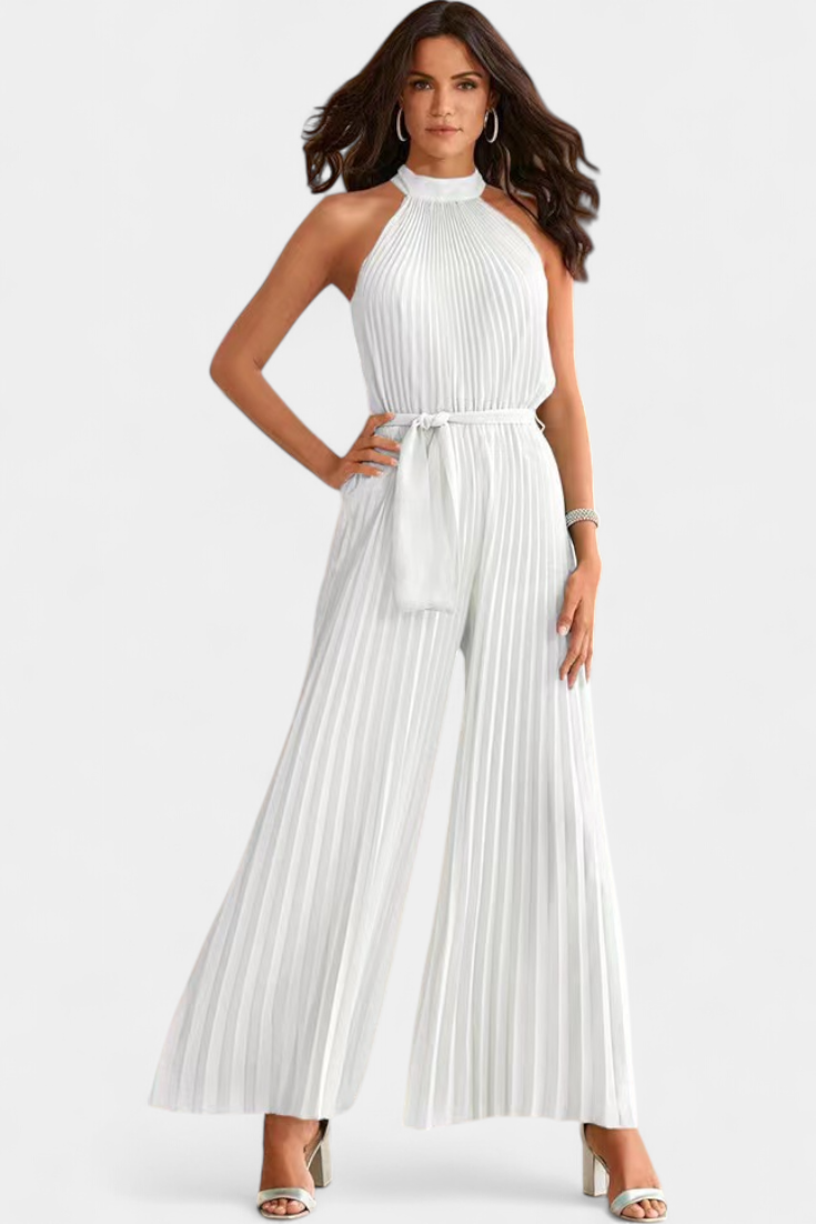 Patrizia Mono Palazzo Plisado con Cuello Halter en color Azul claro