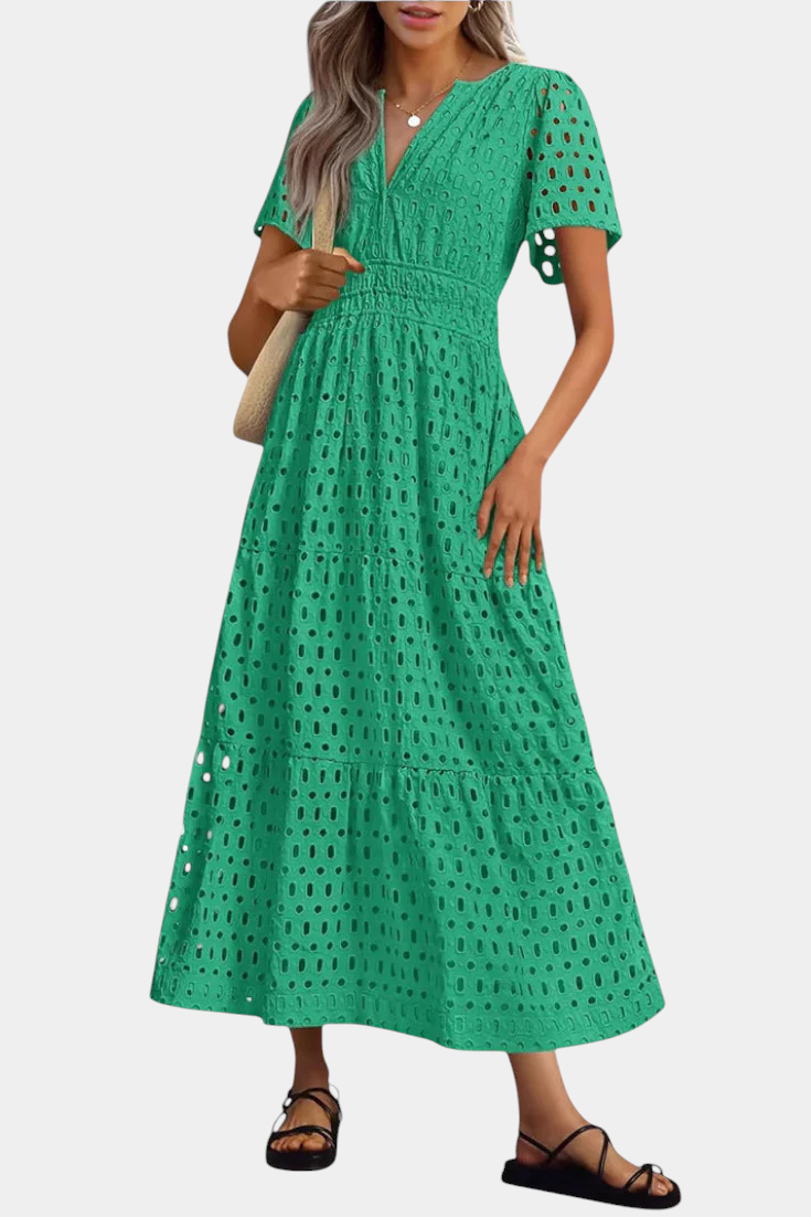 Imani Vestido Maxi de Encaje Bordado en color Rosa