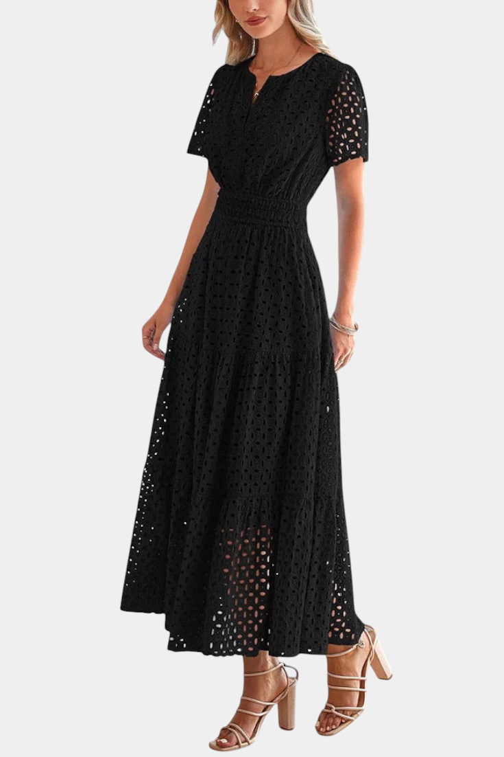 Imani Vestido Maxi de Encaje Bordado en color Rosa