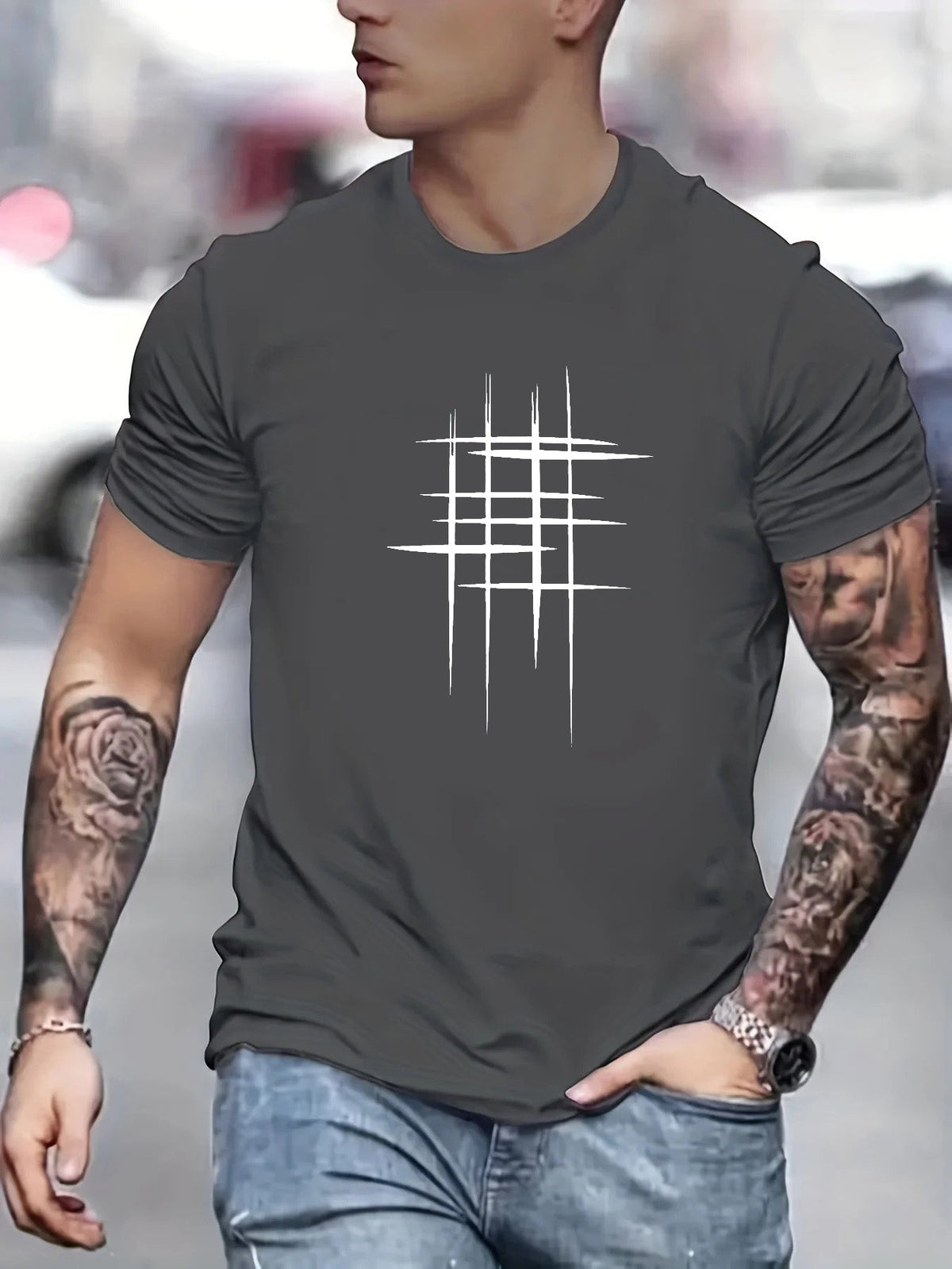 Leonardo | Camiseta elegante con cuello redondo y estampado gráfico