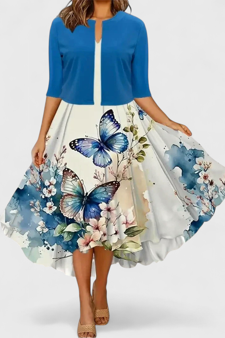 Estrella Conjunto de Vestido Blazer Midi en color Azul Marino