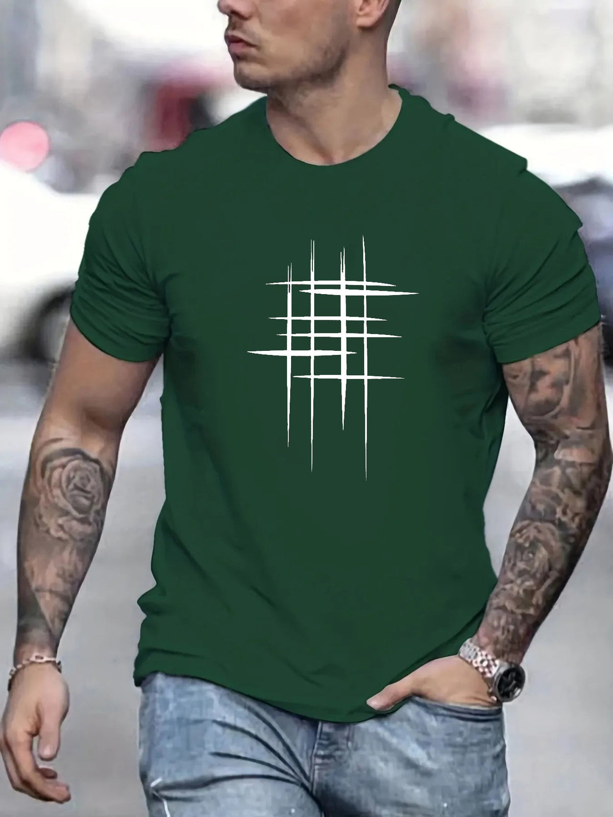 Leonardo | Camiseta elegante con cuello redondo y estampado gráfico