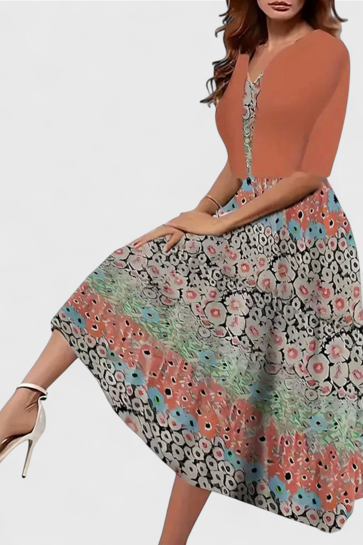 Estrella Conjunto de Vestido Blazer Midi en color Albaricoque