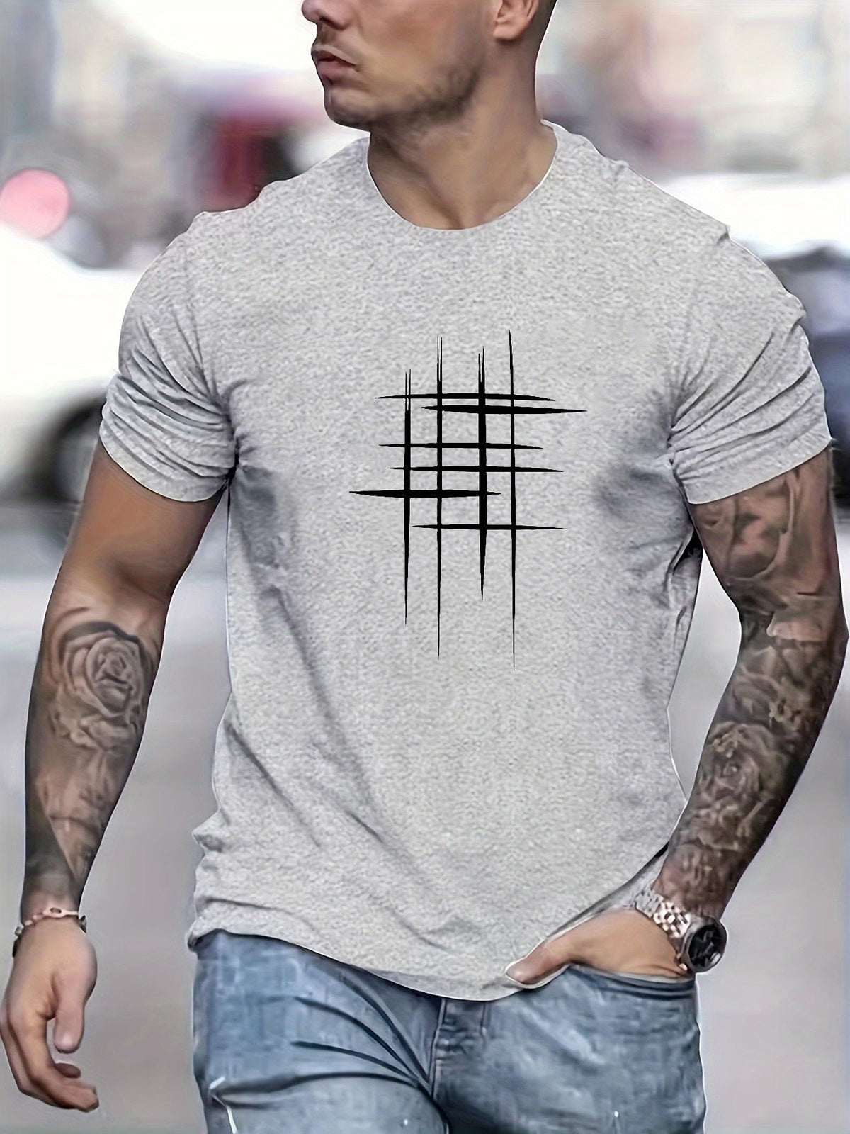 Leonardo | Camiseta elegante con cuello redondo y estampado gráfico