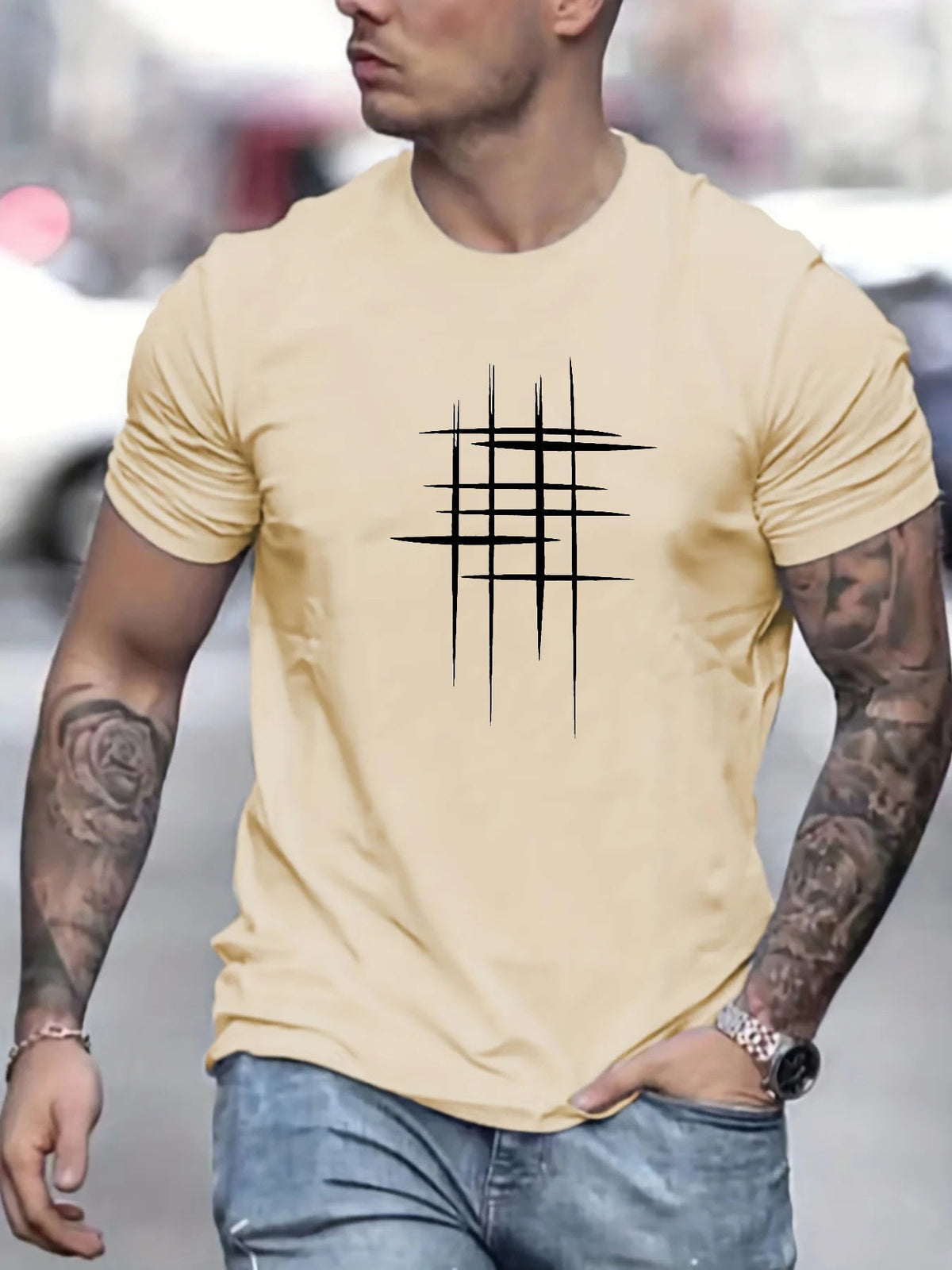 Leonardo | Camiseta elegante con cuello redondo y estampado gráfico