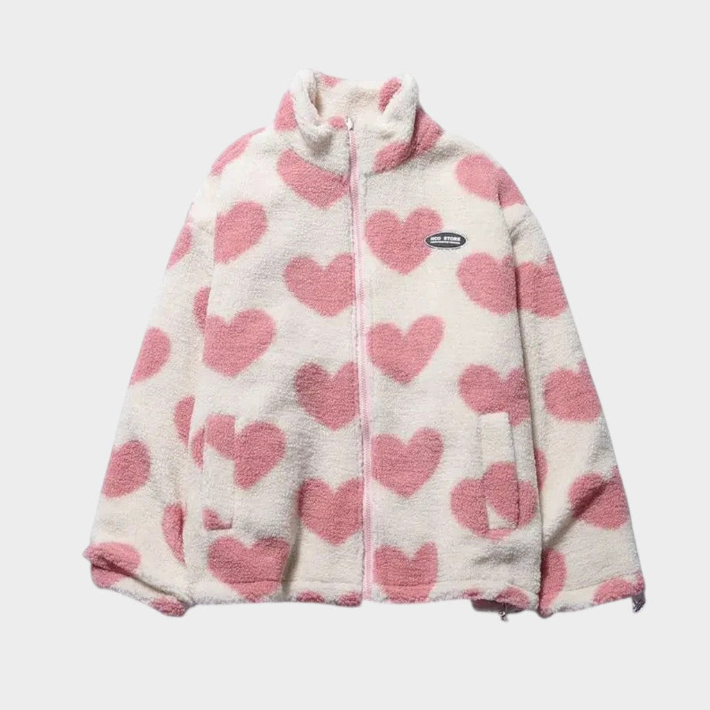 Dianne | Chaqueta reversible con estampado de corazones y diseño cómodo en color Rosa