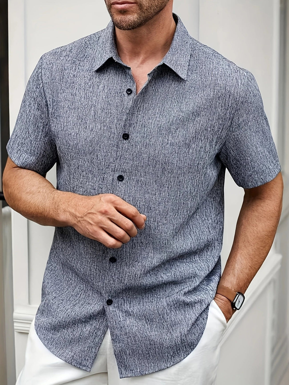 Bartolomé | Camisa ligera de manga corta en mezcla de lino
