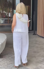 Trinidad | Conjunto Blanco Blusa y Pantalón Ancho