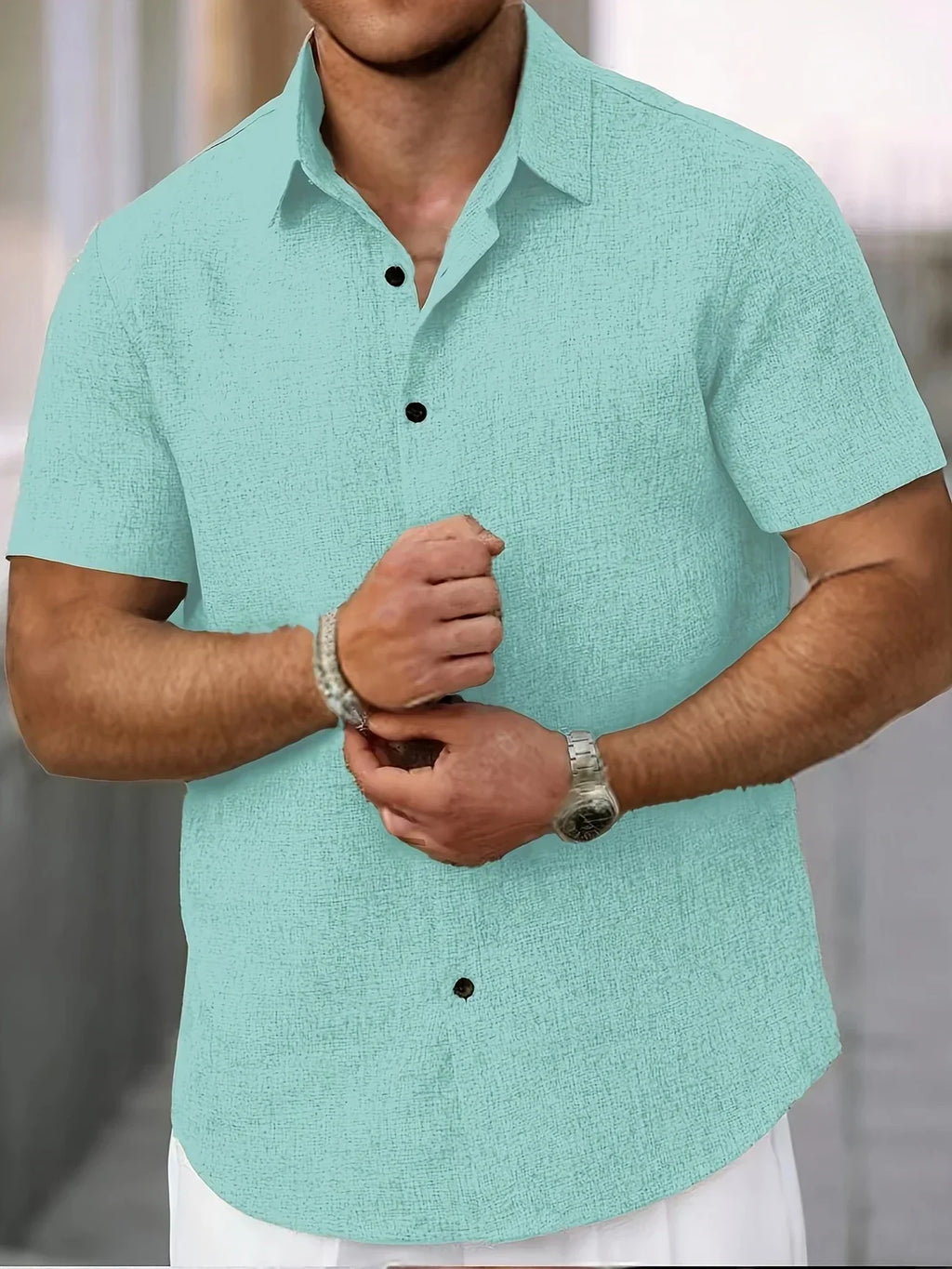 Bartolomé | Camisa ligera de manga corta en mezcla de lino