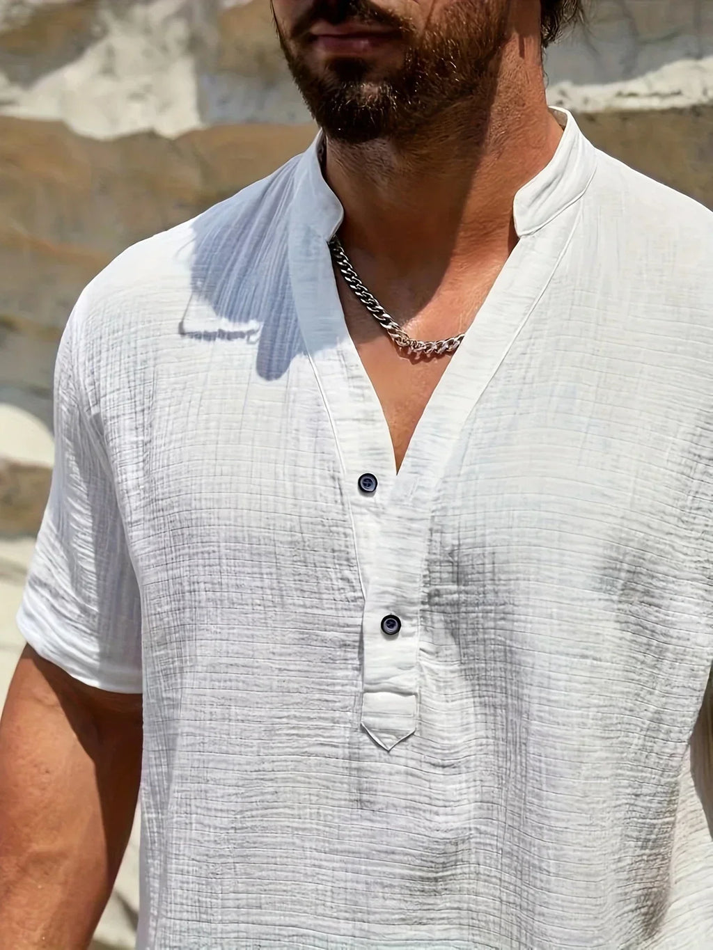 Arnaldo | Camisa elegante de verano con cuello alto