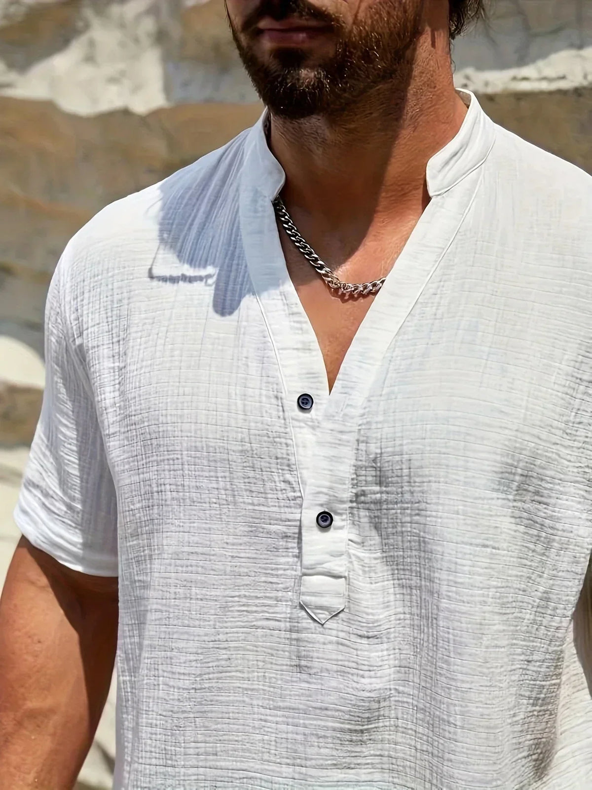 Arnaldo | Camisa elegante de verano con cuello alto