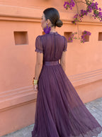 Cayetana | Vestido largo de gasa con cuello alto