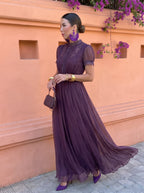 Cayetana | Vestido largo de gasa con cuello alto