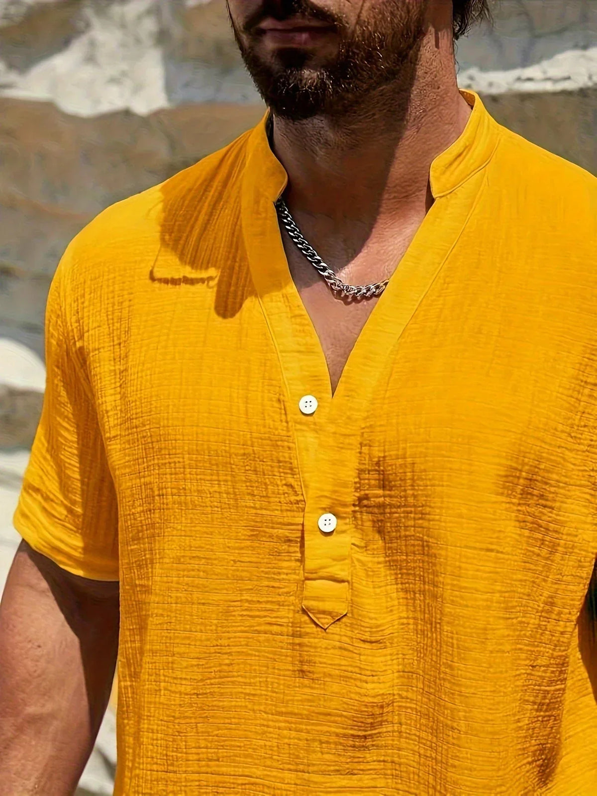 Arnaldo | Camisa elegante de verano con cuello alto