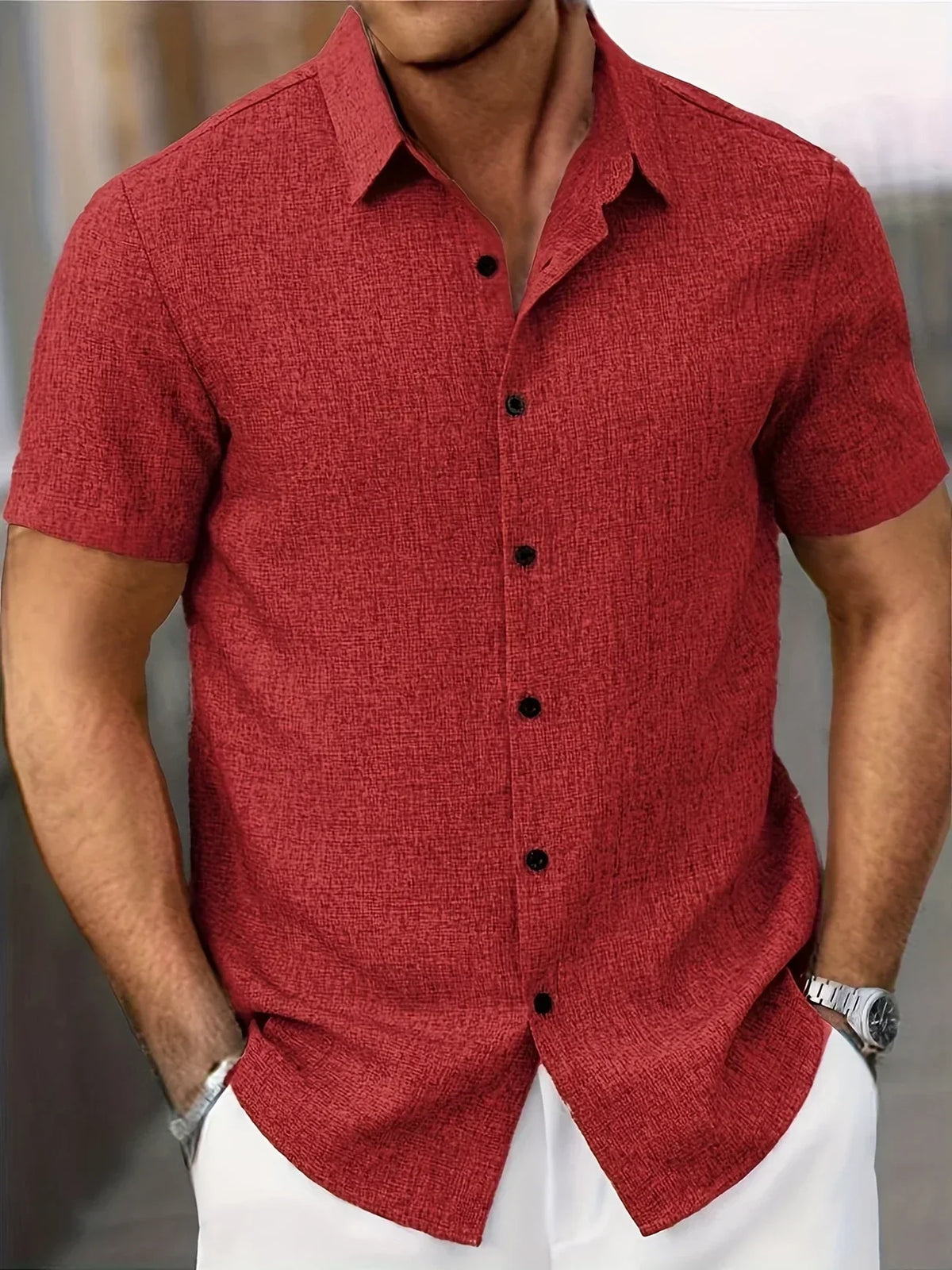 Bartolomé | Camisa ligera de manga corta en mezcla de lino